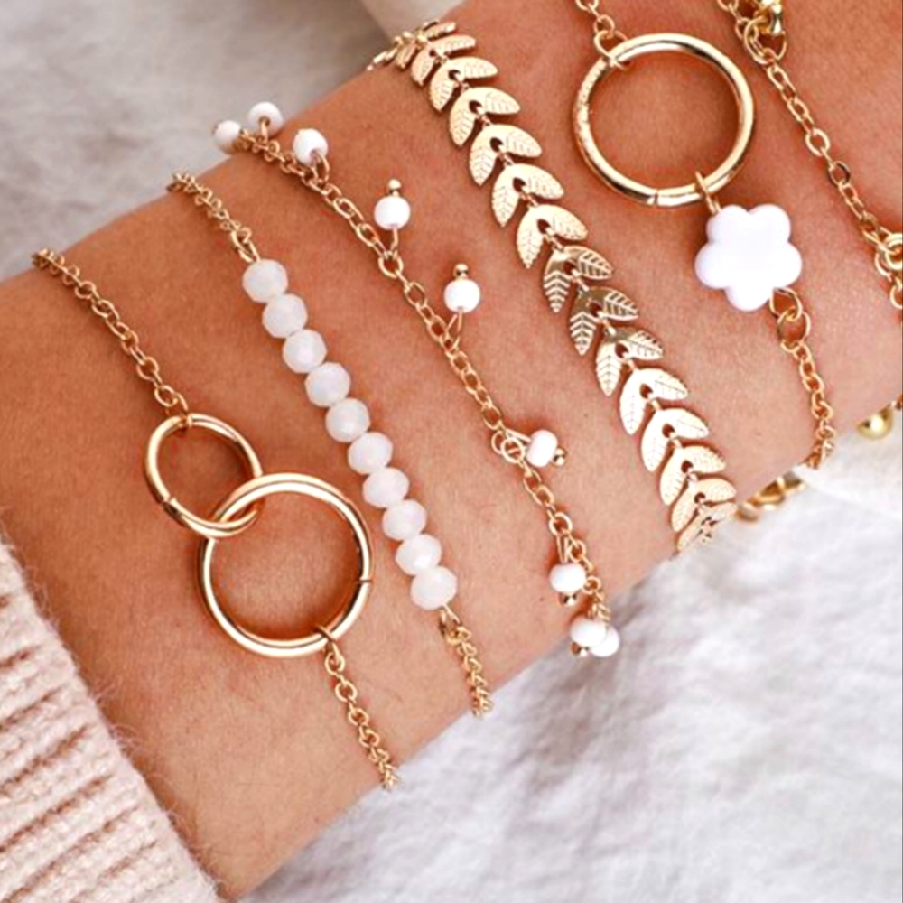 Boho Festival Gypsy Gold Multi-Strand Bracelet Set